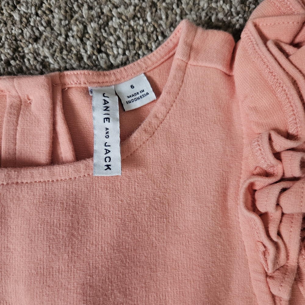 Janie and Jack Coral Ruffle Sleeve Top